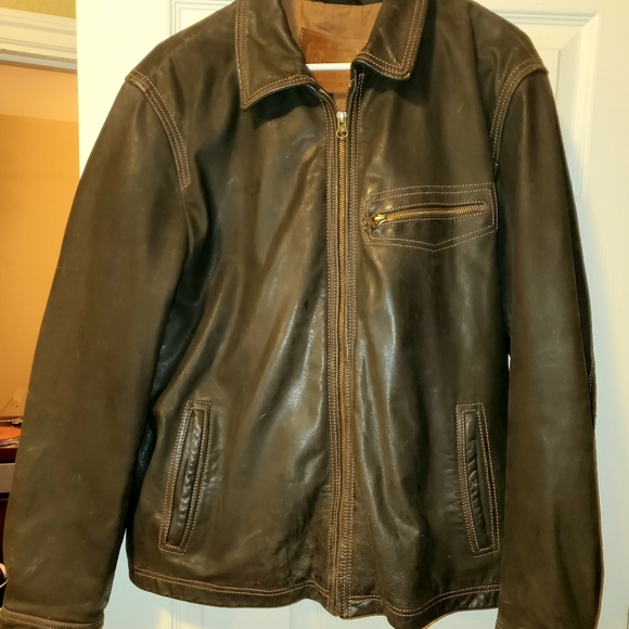 Brown leather jacket - Picture 1 of 12